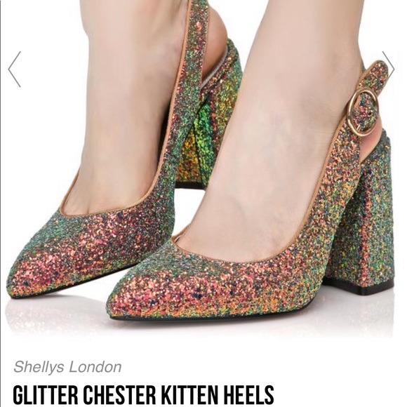 🎉HP🎉Shelly London Peacock Glitter Heels - Picture 11 of 16